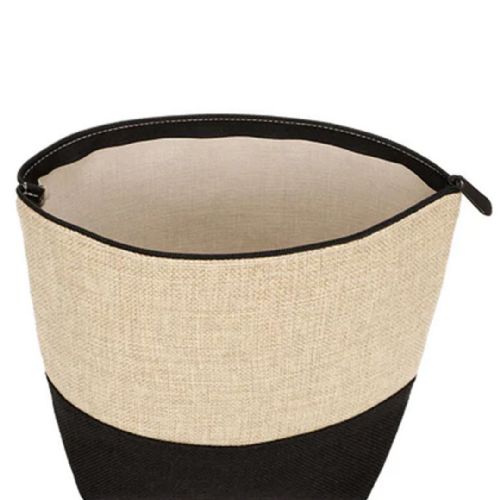 Dark SubliLinen Cosmetic Bag With Black Base - 7.3" x 9.4" #4